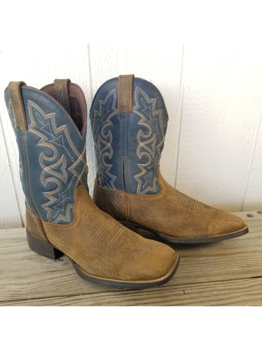 Durango Westward Mens Acorn Brown Cobalt Blue Leather Cowboy Boot 11 W DDB0370BB